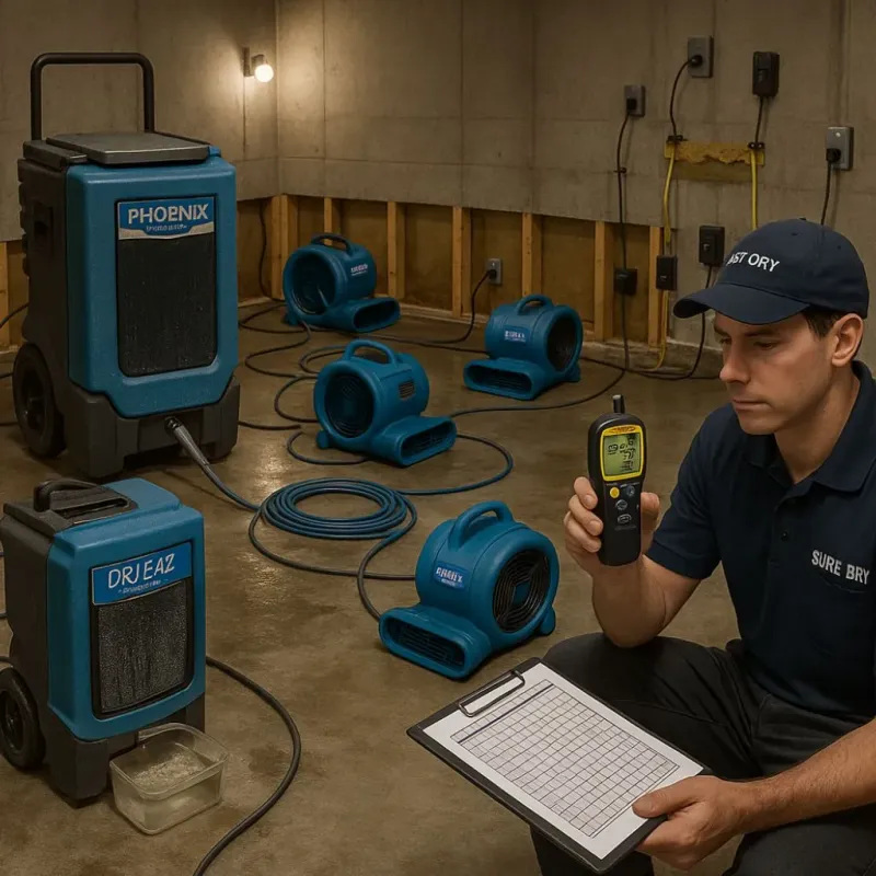 Structural Drying and Dehumidification process in Oakbrook Terrace, IL